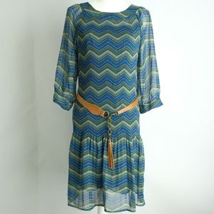Alyx Multicolor Blue Green Stretch Belted Dress 12